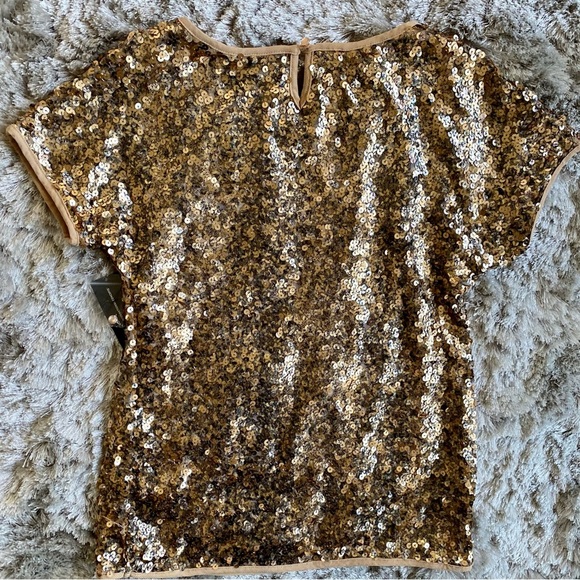 INC Champagne Gold Sequin Top NWT Size Small - Picture 6 of 7